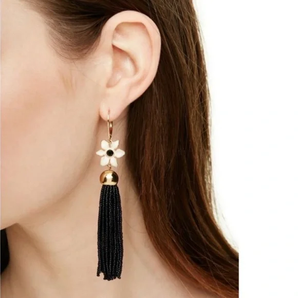 KATE SPADE • Lovely Lillies Tassel Boho Earrings - Picture 2 of 6